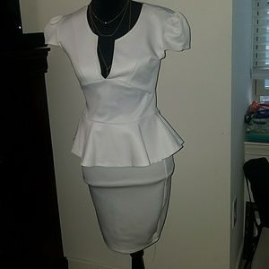 White Peplum Cocktail Dress